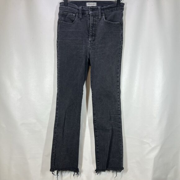 Madewell Jeans Women sz 27 Cali Demi Boot Bootcut Crop Black Raw Hem Flare - Picture 13 of 13